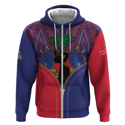 Afro Haiti Heritage Month Zip Hoodie Zipper Stylized