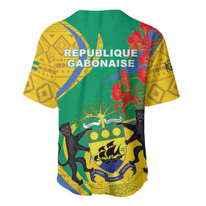 Gabon Independence Day Baseball Jersey Gabonaise Flamboyant African Pattern