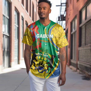 Gabon Independence Day Baseball Jersey Gabonaise Flamboyant African Pattern