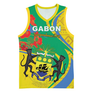 Gabon Independence Day Basketball Jersey Gabonaise Flamboyant African Pattern LT01
