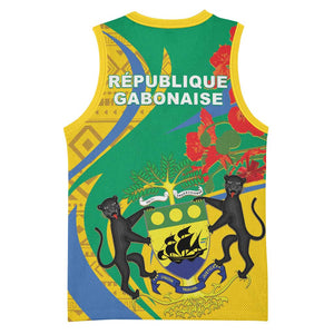 Gabon Independence Day Basketball Jersey Gabonaise Flamboyant African Pattern LT01