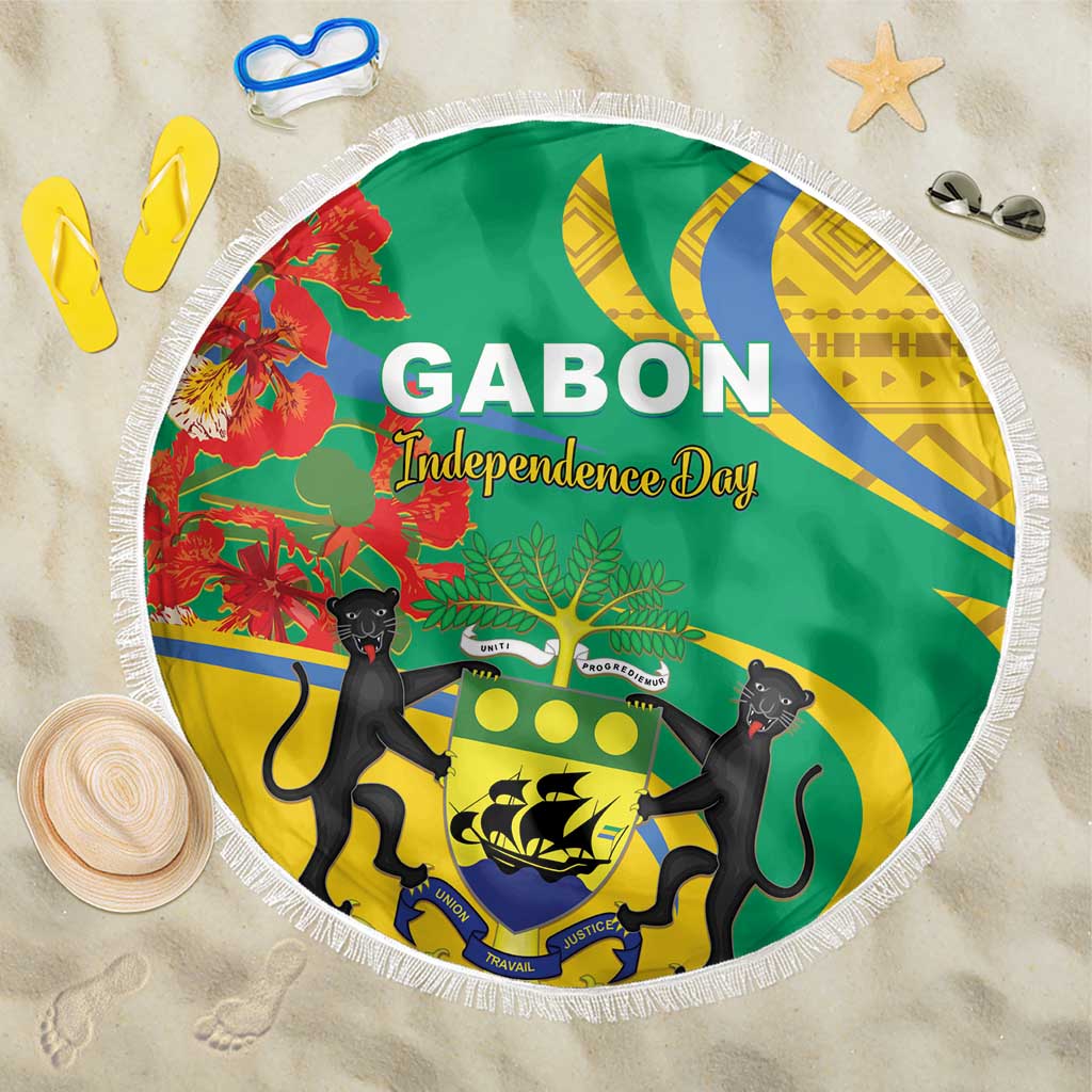 Gabon Independence Day Beach Blanket Gabonaise Flamboyant African Pattern