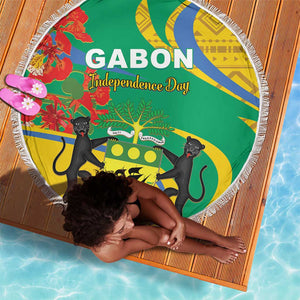 Gabon Independence Day Beach Blanket Gabonaise Flamboyant African Pattern