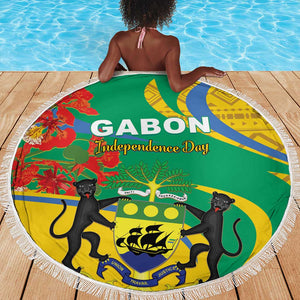 Gabon Independence Day Beach Blanket Gabonaise Flamboyant African Pattern