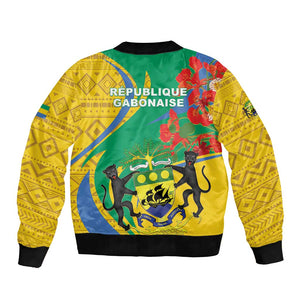 Gabon Independence Day Bomber Jacket Gabonaise Flamboyant African Pattern