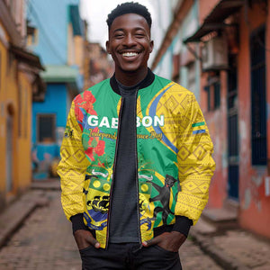 Gabon Independence Day Bomber Jacket Gabonaise Flamboyant African Pattern