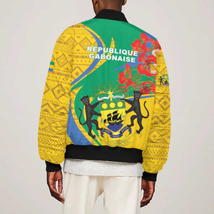 Gabon Independence Day Bomber Jacket Gabonaise Flamboyant African Pattern