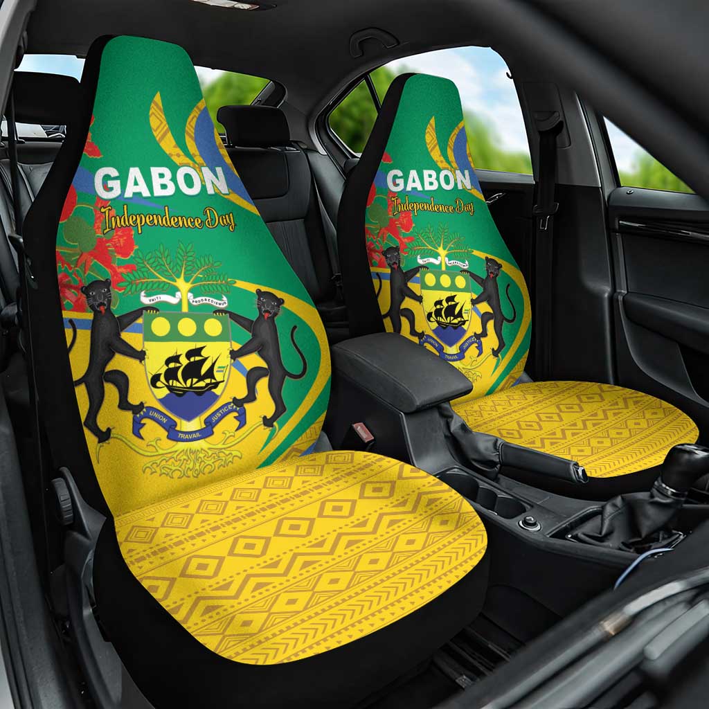 Gabon Independence Day Car Seat Cover Gabonaise Flamboyant African Pattern