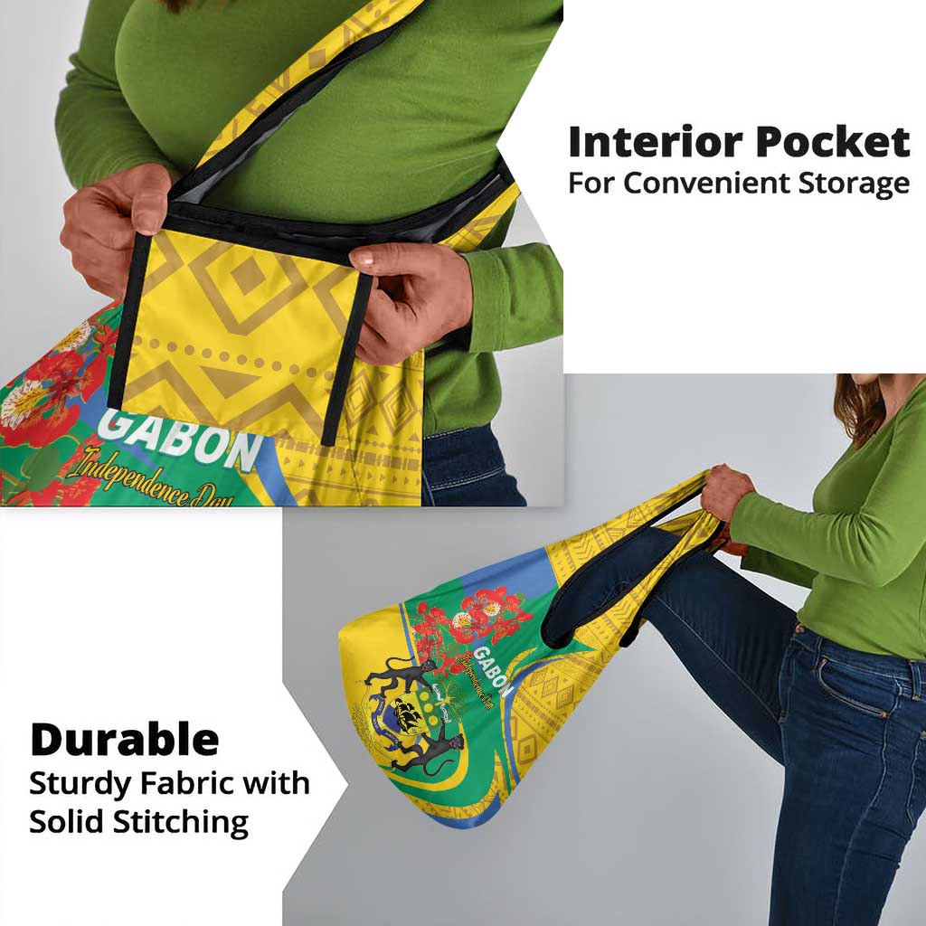 Gabon Independence Day Grocery Bag Gabonaise Flamboyant African Pattern