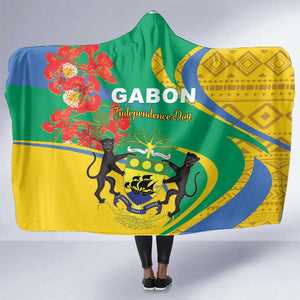 Gabon Independence Day Hooded Blanket Gabonaise Flamboyant African Pattern