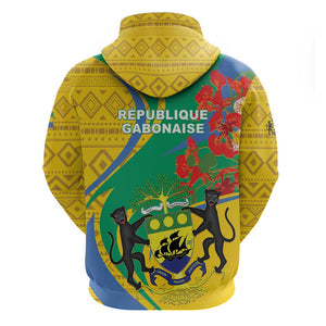 Gabon Independence Day Hoodie Gabonaise Flamboyant African Pattern