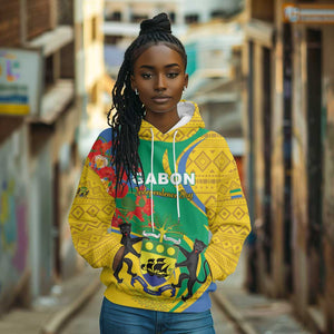 Gabon Independence Day Hoodie Gabonaise Flamboyant African Pattern