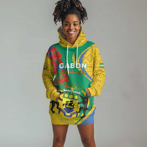 Gabon Independence Day Hoodie Dress Gabonaise Flamboyant African Pattern