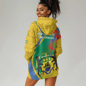 Gabon Independence Day Hoodie Dress Gabonaise Flamboyant African Pattern