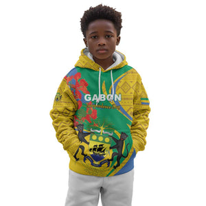 Gabon Independence Day Kid Hoodie Gabonaise Flamboyant African Pattern