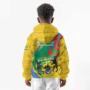 Gabon Independence Day Kid Hoodie Gabonaise Flamboyant African Pattern