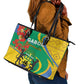 Gabon Independence Day Leather Tote Bag Gabonaise Flamboyant African Pattern