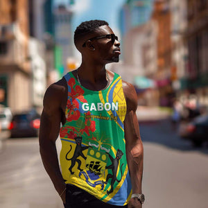 Gabon Independence Day Men Tank Top Gabonaise Flamboyant African Pattern