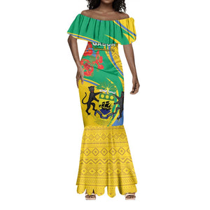 Gabon Independence Day Mermaid Dress Gabonaise Flamboyant African Pattern