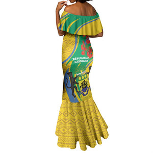 Gabon Independence Day Mermaid Dress Gabonaise Flamboyant African Pattern