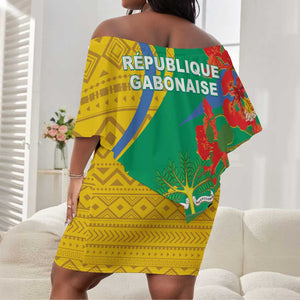 Gabon Independence Day Off Shoulder Short Dress Gabonaise Flamboyant African Pattern