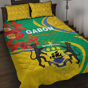 Gabon Independence Day Quilt Bed Set Gabonaise Flamboyant African Pattern