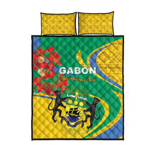 Gabon Independence Day Quilt Bed Set Gabonaise Flamboyant African Pattern