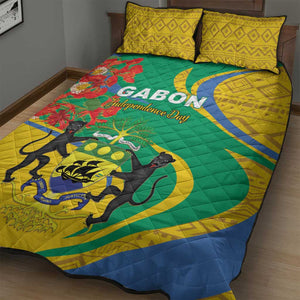 Gabon Independence Day Quilt Bed Set Gabonaise Flamboyant African Pattern