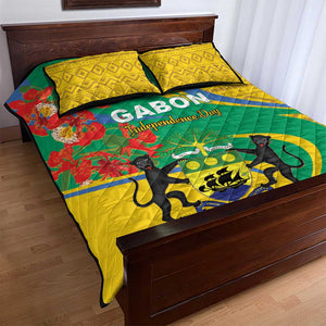 Gabon Independence Day Quilt Bed Set Gabonaise Flamboyant African Pattern