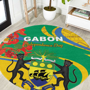 Gabon Independence Day Round Carpet Gabonaise Flamboyant African Pattern