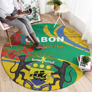 Gabon Independence Day Round Carpet Gabonaise Flamboyant African Pattern