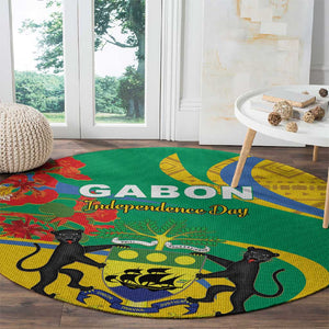 Gabon Independence Day Round Carpet Gabonaise Flamboyant African Pattern