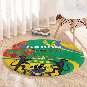 Gabon Independence Day Round Carpet Gabonaise Flamboyant African Pattern