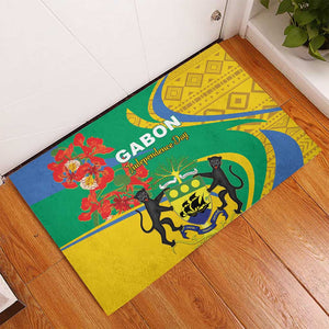 Gabon Independence Day Rubber Doormat Gabonaise Flamboyant African Pattern