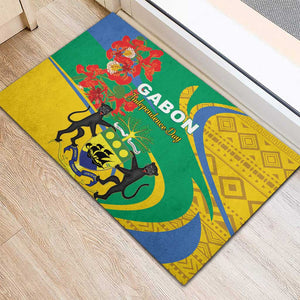 Gabon Independence Day Rubber Doormat Gabonaise Flamboyant African Pattern