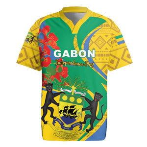 Gabon Independence Day Rugby Jersey Gabonaise Flamboyant African Pattern