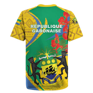 Gabon Independence Day Rugby Jersey Gabonaise Flamboyant African Pattern