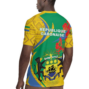 Gabon Independence Day Rugby Jersey Gabonaise Flamboyant African Pattern