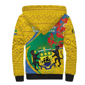 Gabon Independence Day Sherpa Hoodie Gabonaise Flamboyant African Pattern