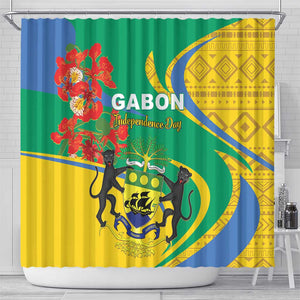 Gabon Independence Day Shower Curtain Gabonaise Flamboyant African Pattern