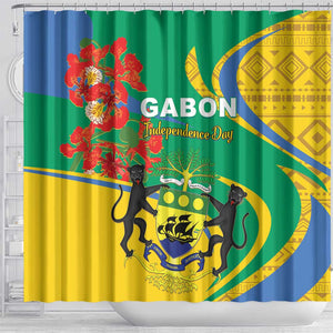 Gabon Independence Day Shower Curtain Gabonaise Flamboyant African Pattern