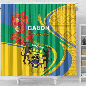 Gabon Independence Day Shower Curtain Gabonaise Flamboyant African Pattern