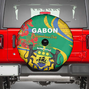 Gabon Independence Day Spare Tire Cover Gabonaise Flamboyant African Pattern