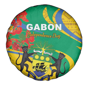 Gabon Independence Day Spare Tire Cover Gabonaise Flamboyant African Pattern