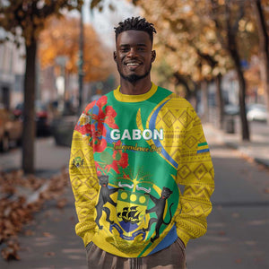 Gabon Independence Day Sweatshirt Gabonaise Flamboyant African Pattern