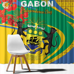 Gabon Independence Day Window Curtain Gabonaise Flamboyant African Pattern