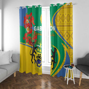 Gabon Independence Day Window Curtain Gabonaise Flamboyant African Pattern