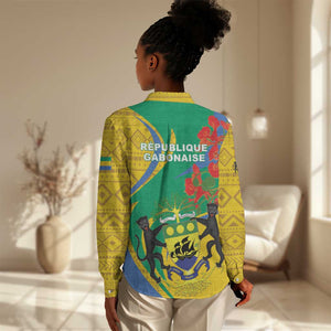 Gabon Independence Day Women Casual Shirt Gabonaise Flamboyant African Pattern