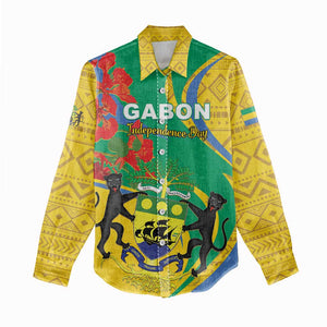 Gabon Independence Day Women Casual Shirt Gabonaise Flamboyant African Pattern