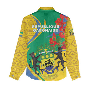 Gabon Independence Day Women Casual Shirt Gabonaise Flamboyant African Pattern